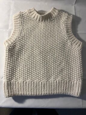 H&M Cream Chunky Knit Sleeveless Sweater Vest